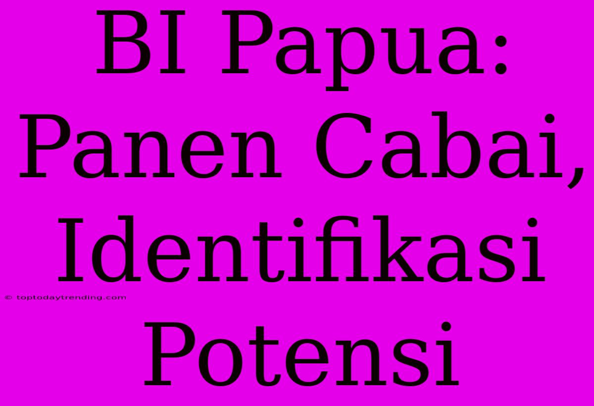 BI Papua: Panen Cabai, Identifikasi Potensi