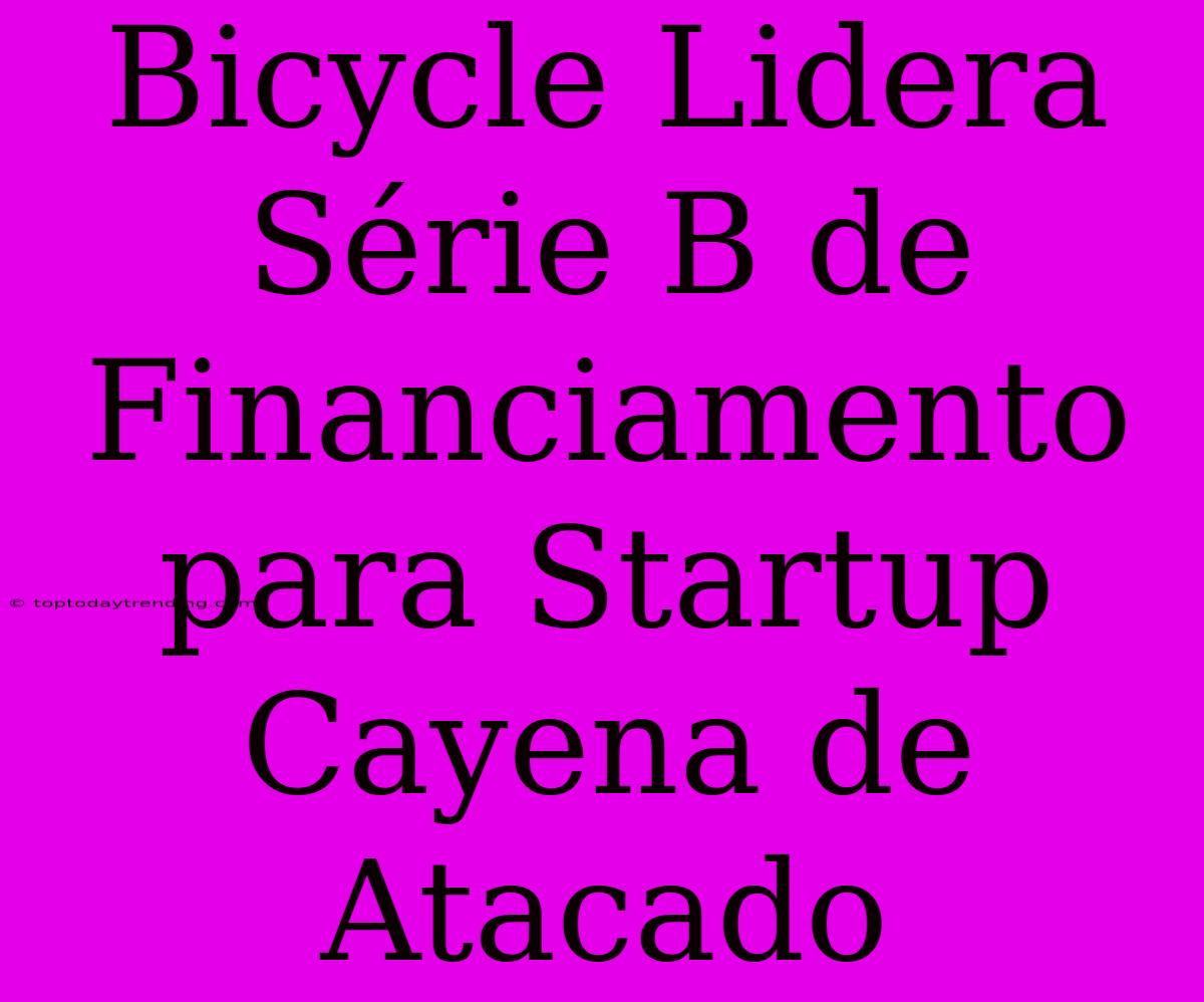 Bicycle Lidera Série B De Financiamento Para Startup Cayena De Atacado