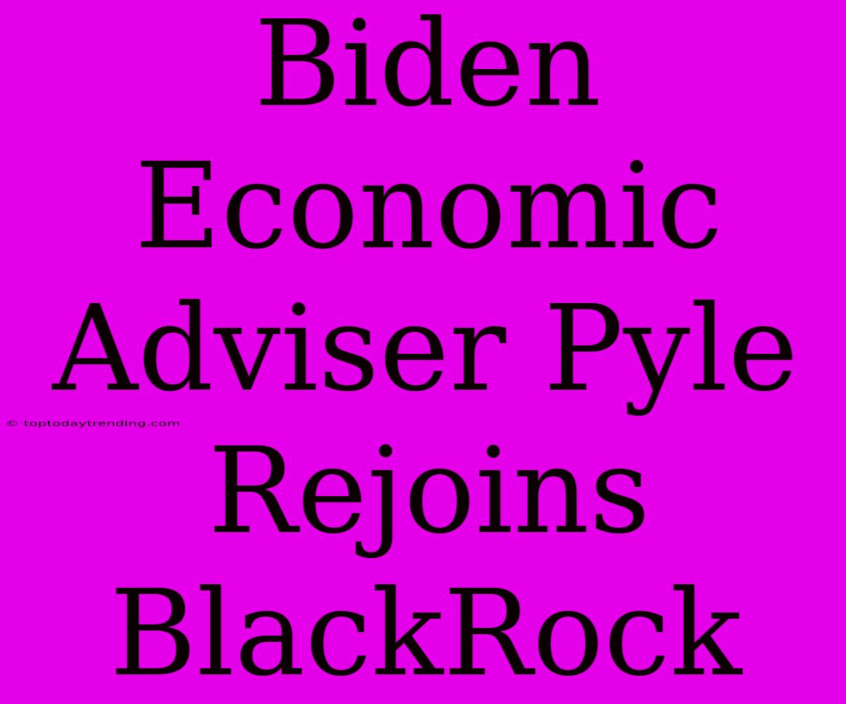 Biden Economic Adviser Pyle Rejoins BlackRock