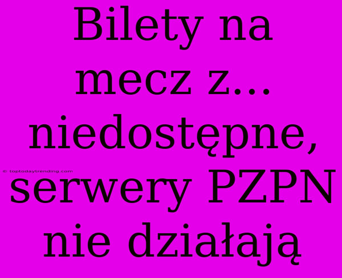 Bilety Na Mecz Z... Niedostępne, Serwery PZPN Nie Działają