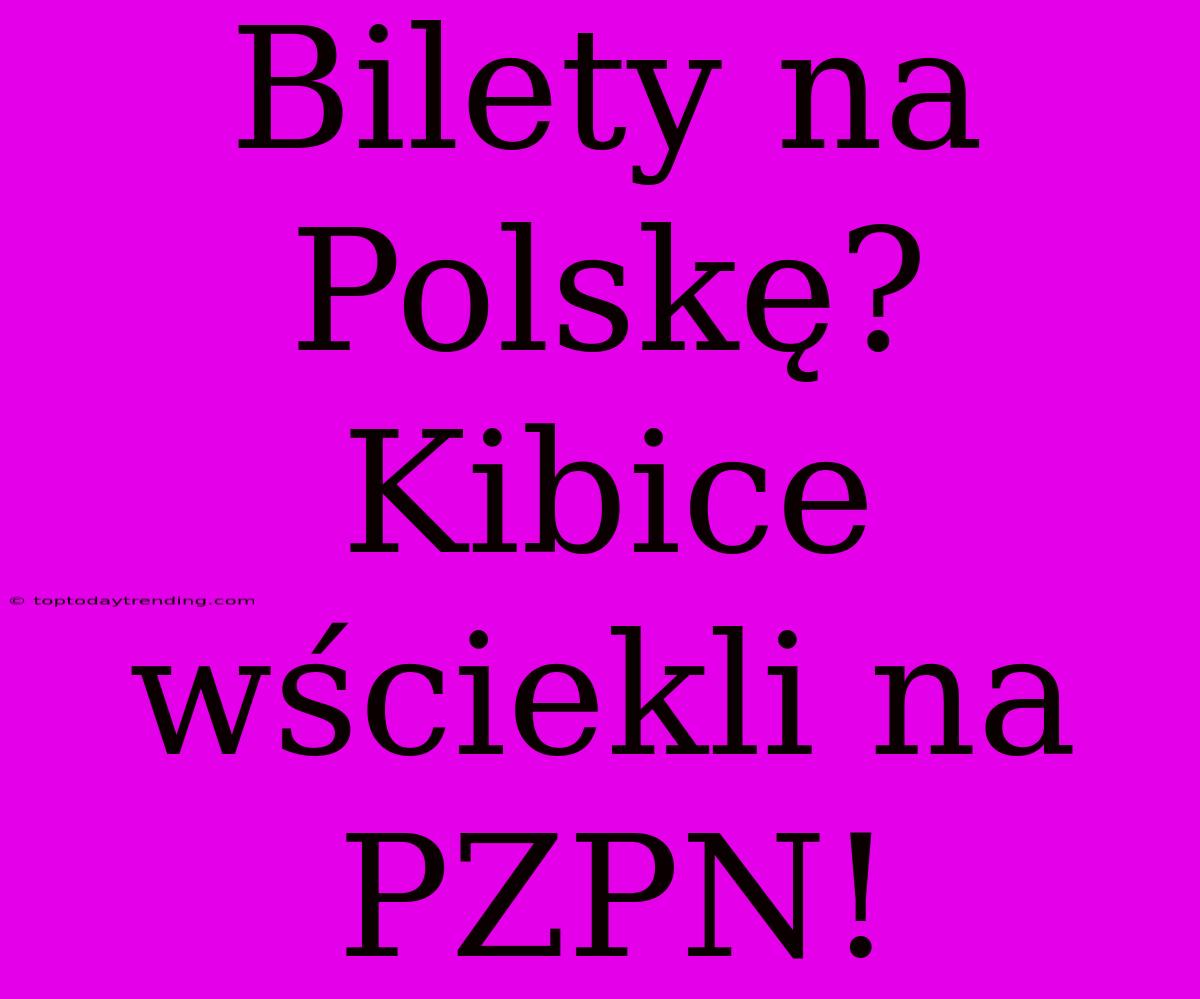 Bilety Na Polskę? Kibice Wściekli Na PZPN!