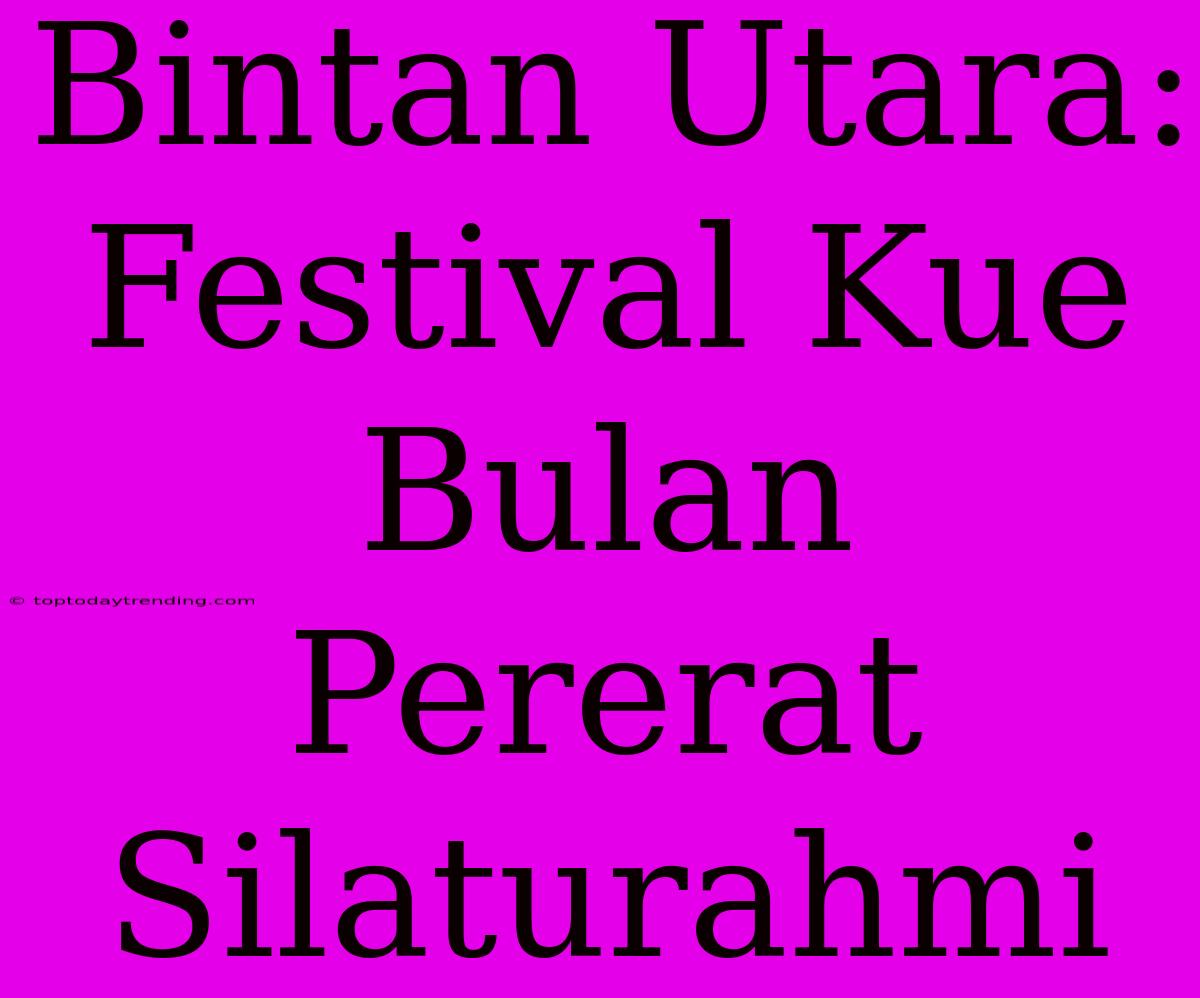 Bintan Utara: Festival Kue Bulan Pererat Silaturahmi