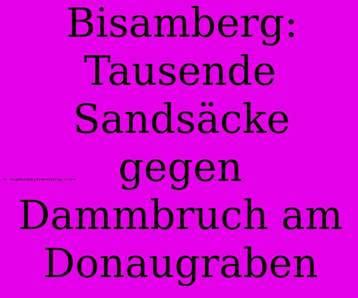 Bisamberg: Tausende Sandsäcke Gegen Dammbruch Am Donaugraben