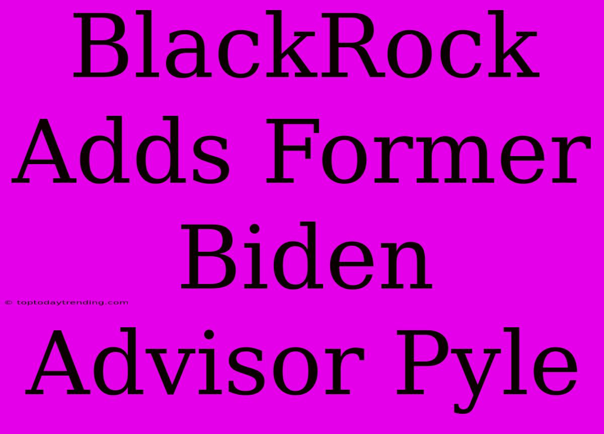 BlackRock Adds Former Biden Advisor Pyle