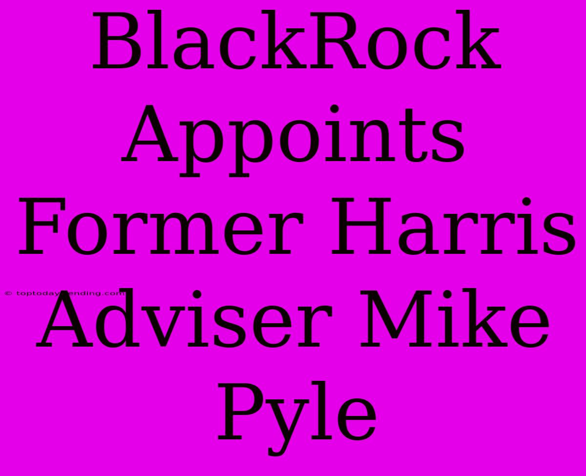 BlackRock Appoints Former Harris Adviser Mike Pyle