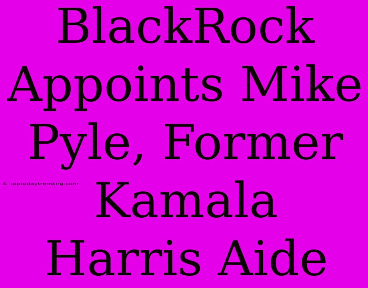 BlackRock Appoints Mike Pyle, Former Kamala Harris Aide