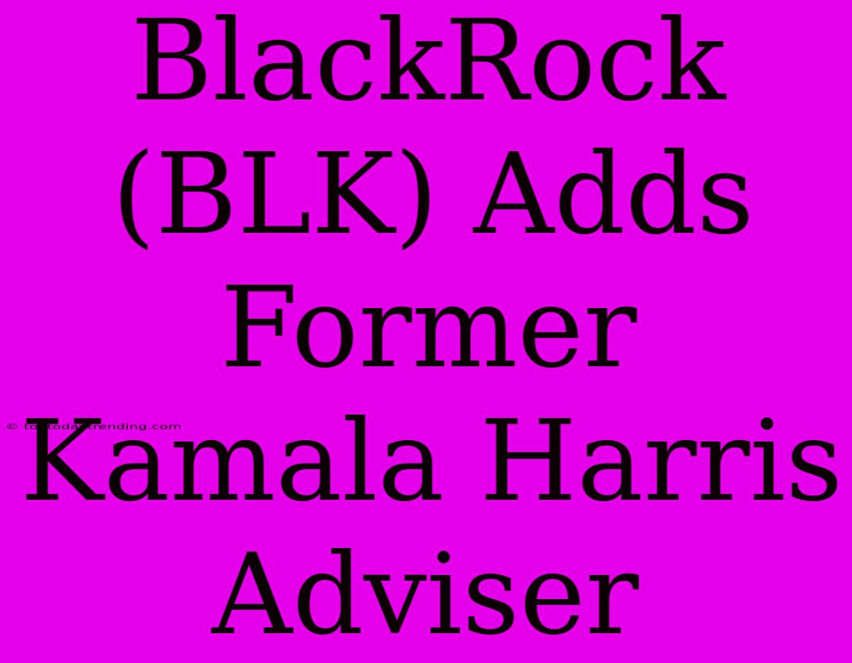 BlackRock (BLK) Adds Former Kamala Harris Adviser