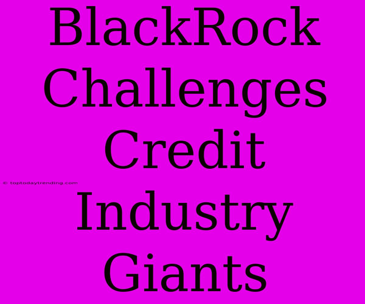 BlackRock Challenges Credit Industry Giants