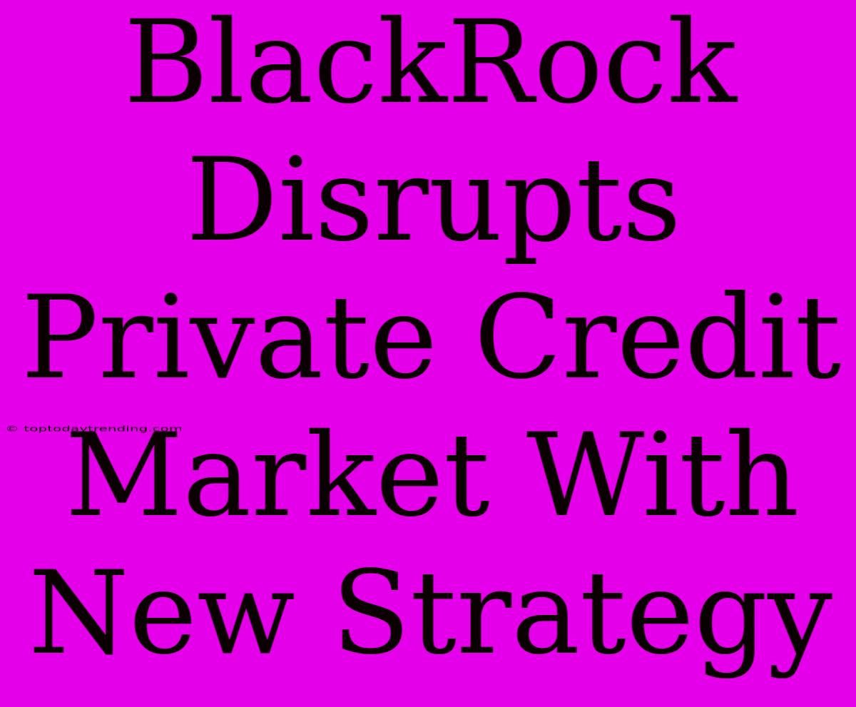 BlackRock Disrupts Private Credit Market With New Strategy