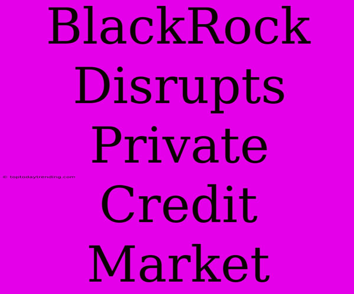 BlackRock Disrupts Private Credit Market