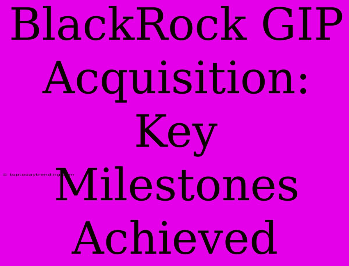 BlackRock GIP Acquisition: Key Milestones Achieved