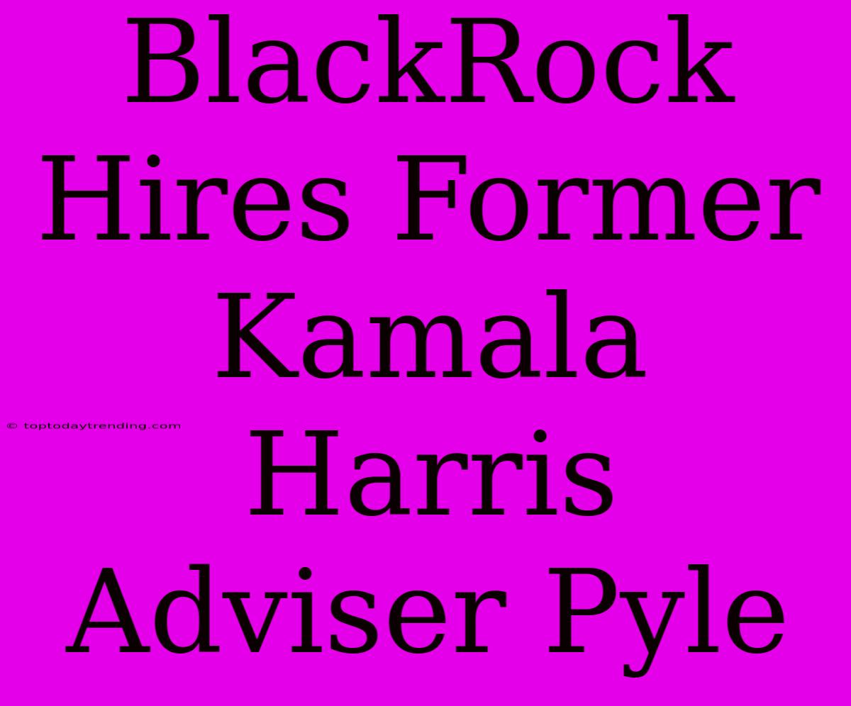 BlackRock Hires Former Kamala Harris Adviser Pyle