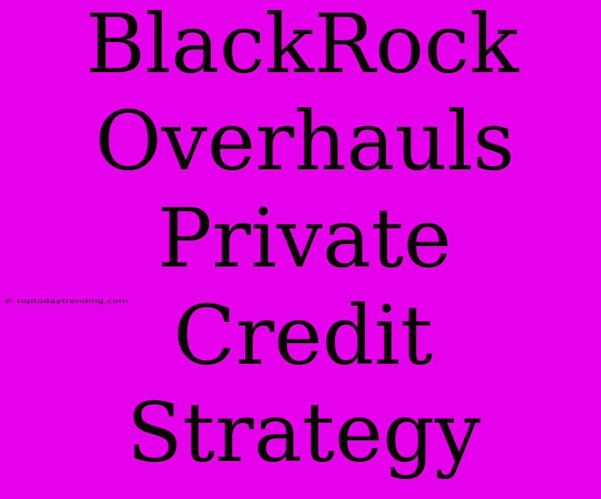 BlackRock Overhauls Private Credit Strategy