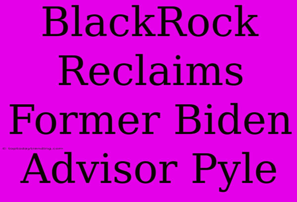 BlackRock Reclaims Former Biden Advisor Pyle