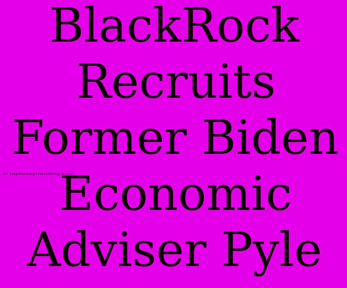 BlackRock Recruits Former Biden Economic Adviser Pyle