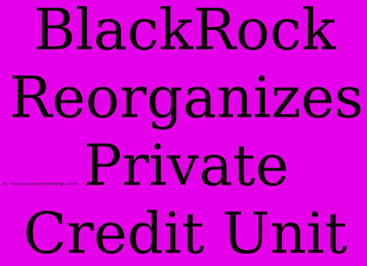 BlackRock Reorganizes Private Credit Unit