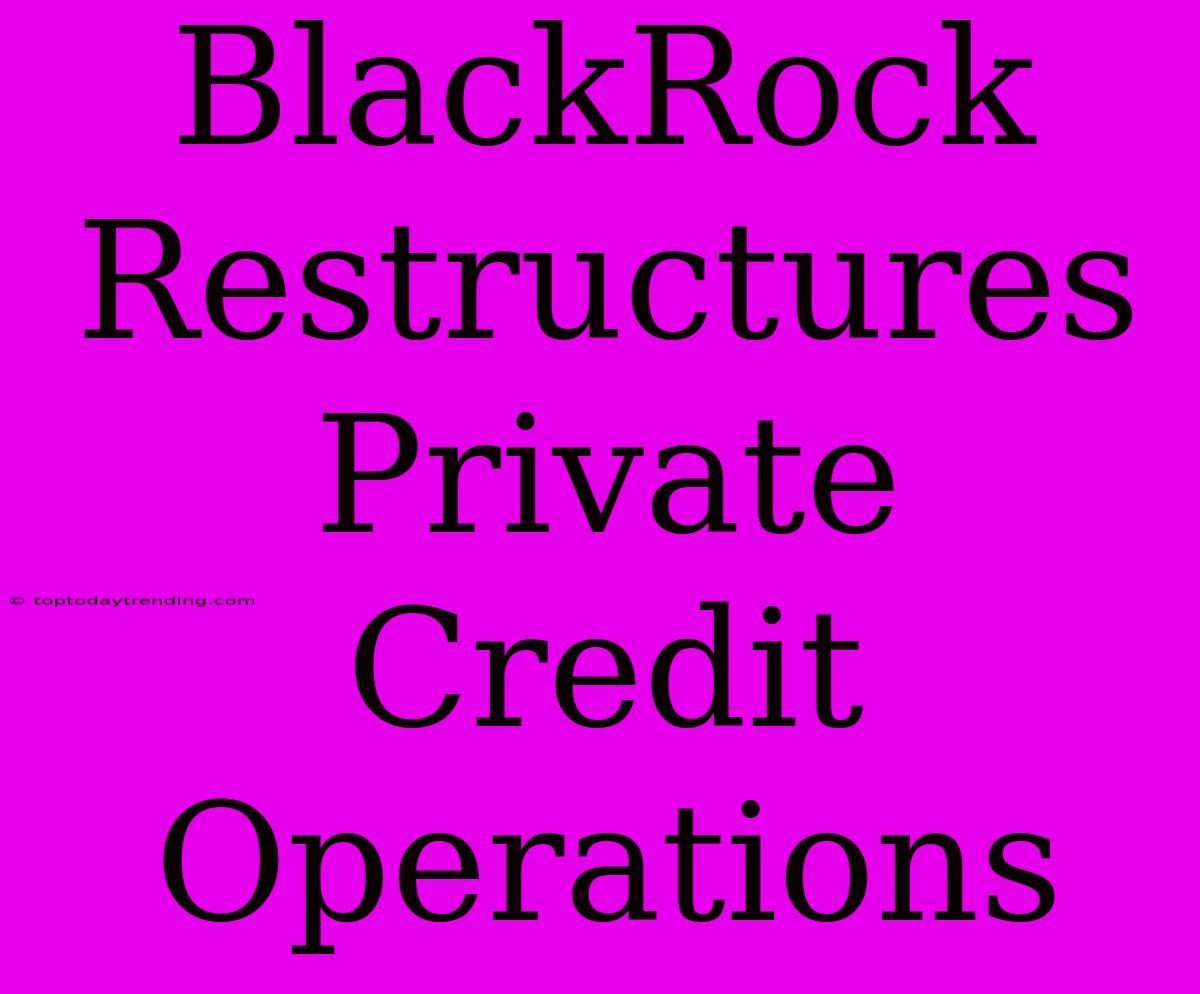 BlackRock Restructures Private Credit Operations