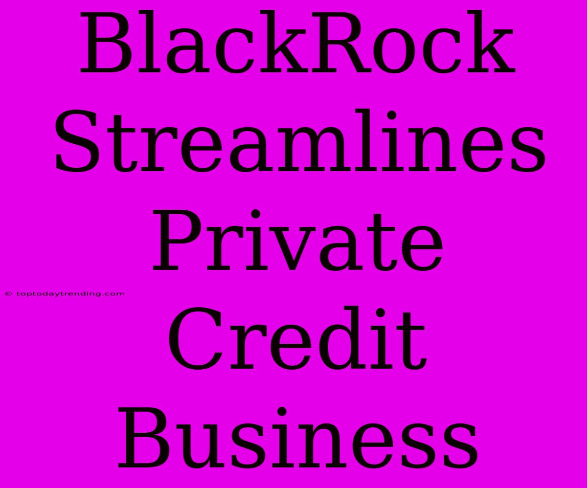 BlackRock Streamlines Private Credit Business