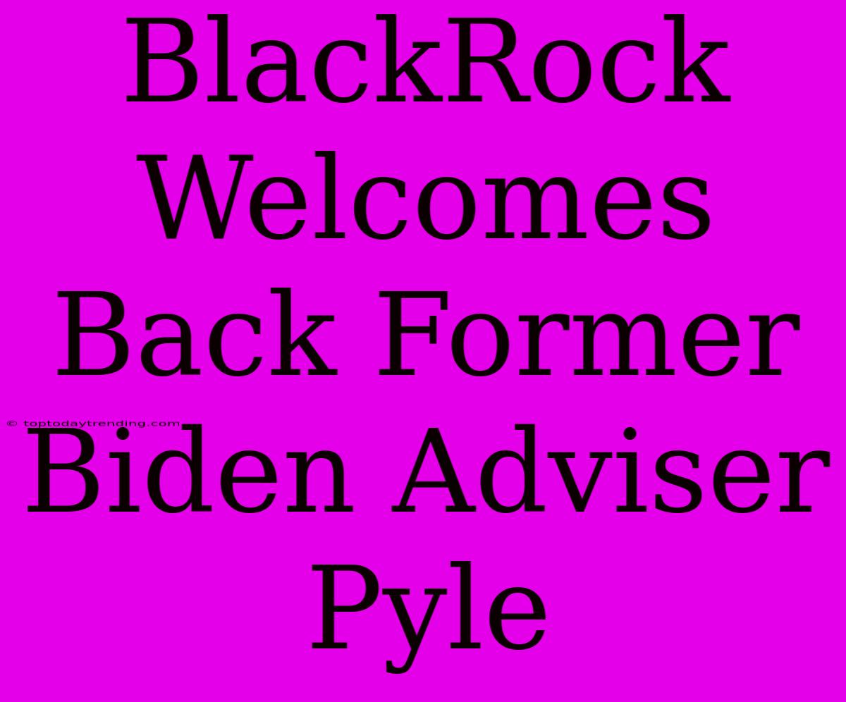 BlackRock Welcomes Back Former Biden Adviser Pyle