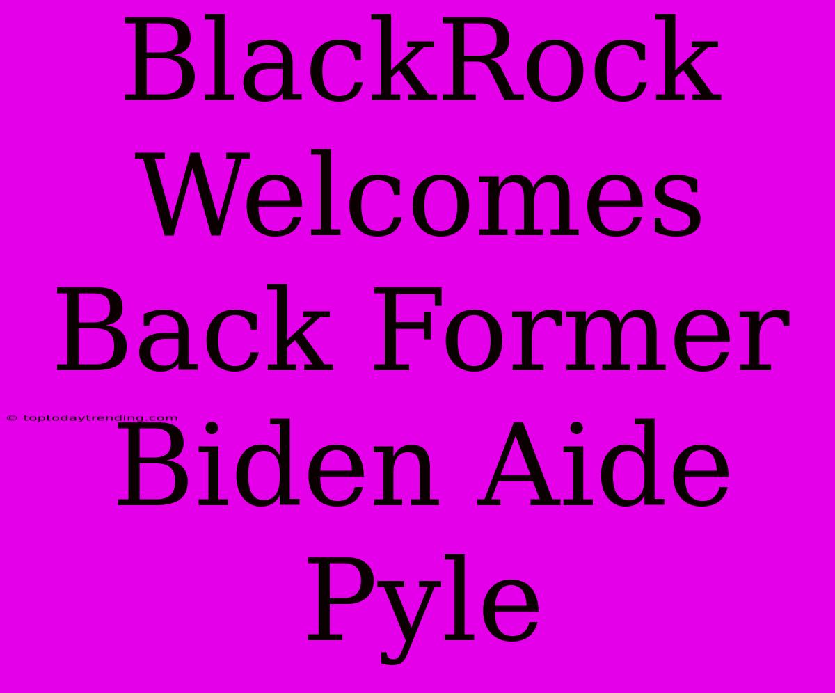 BlackRock Welcomes Back Former Biden Aide Pyle