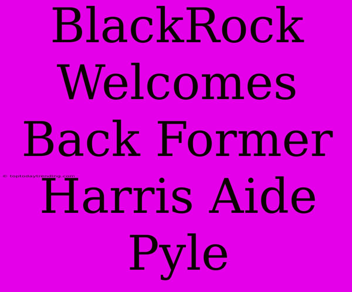 BlackRock Welcomes Back Former Harris Aide Pyle