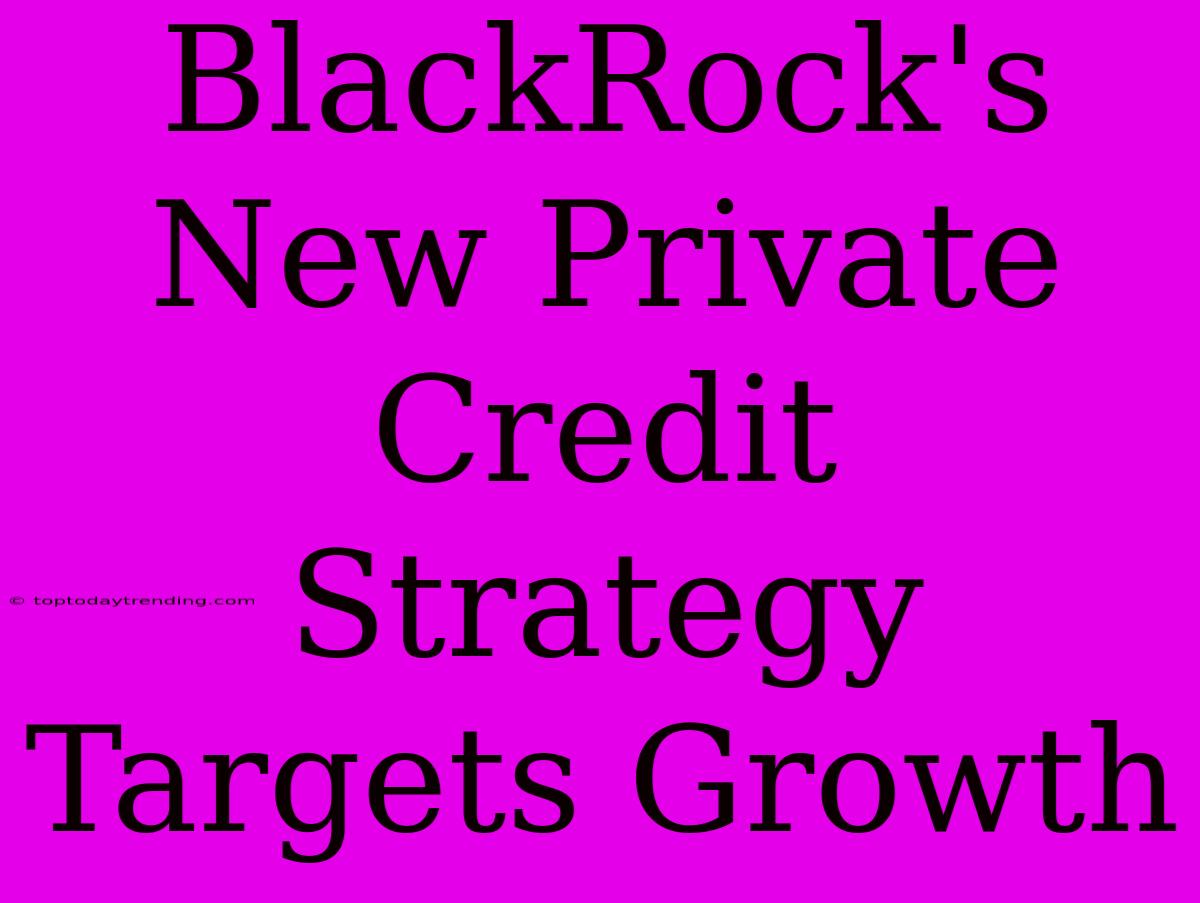 BlackRock's New Private Credit Strategy Targets Growth