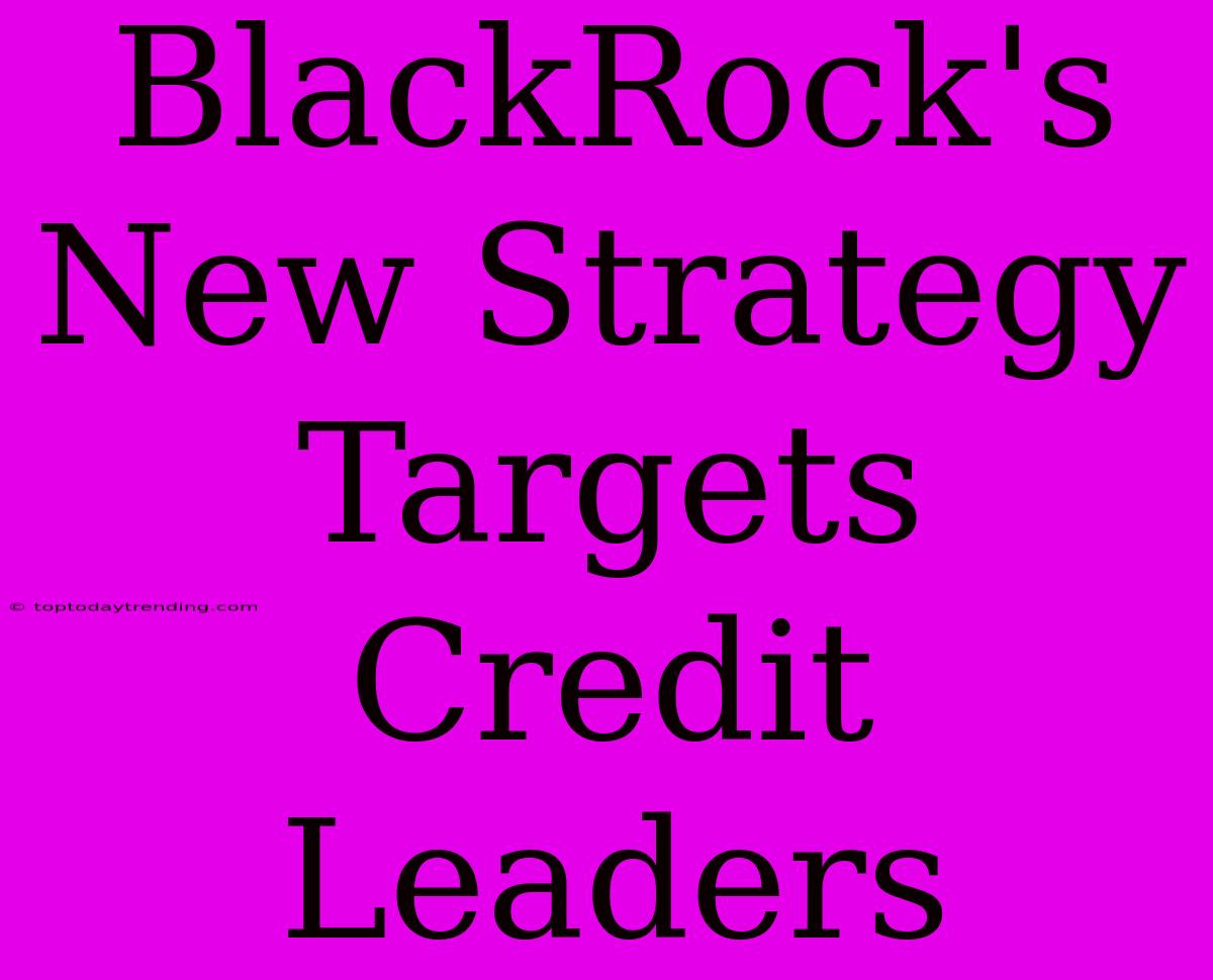 BlackRock's New Strategy Targets Credit Leaders