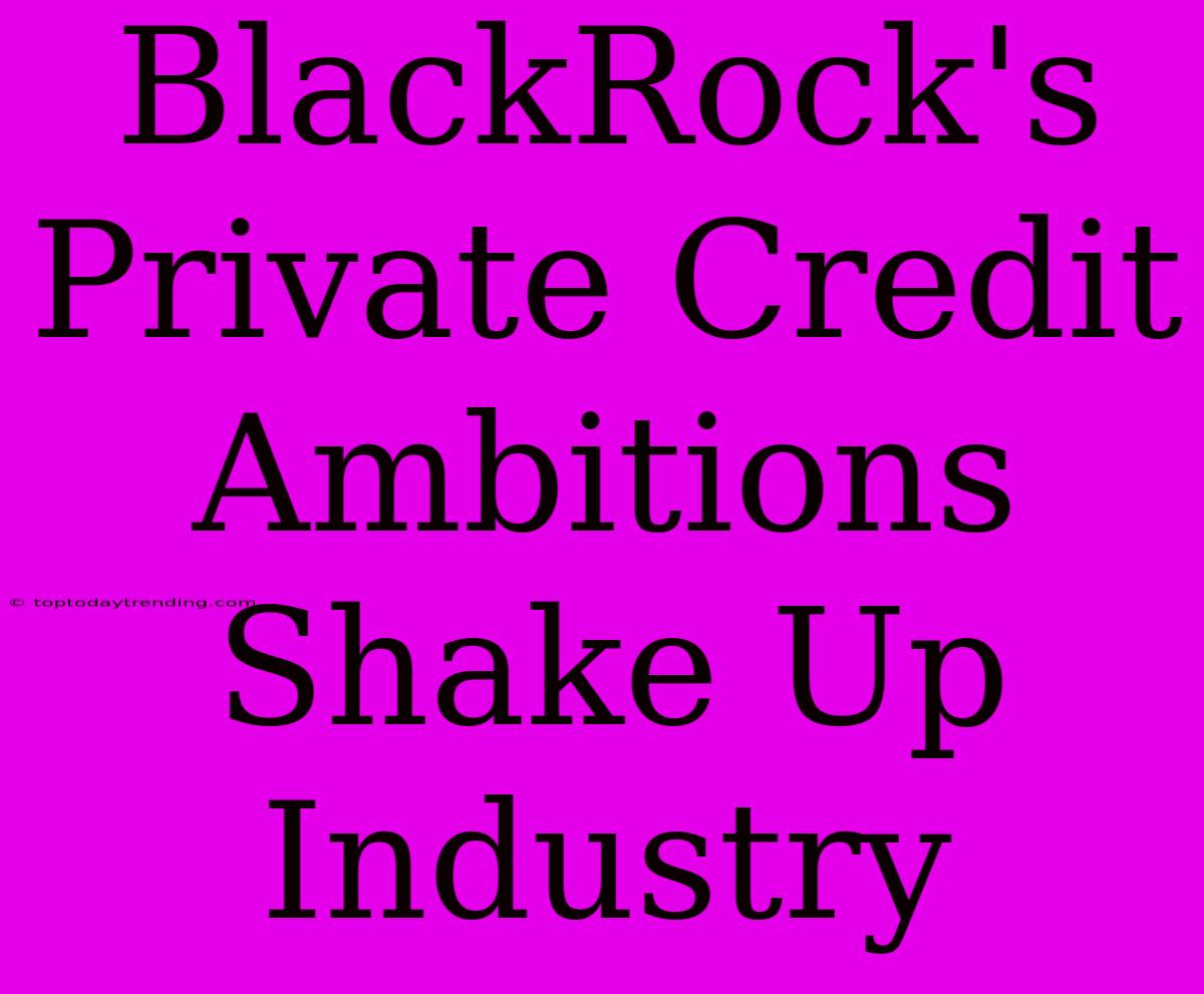 BlackRock's Private Credit Ambitions Shake Up Industry