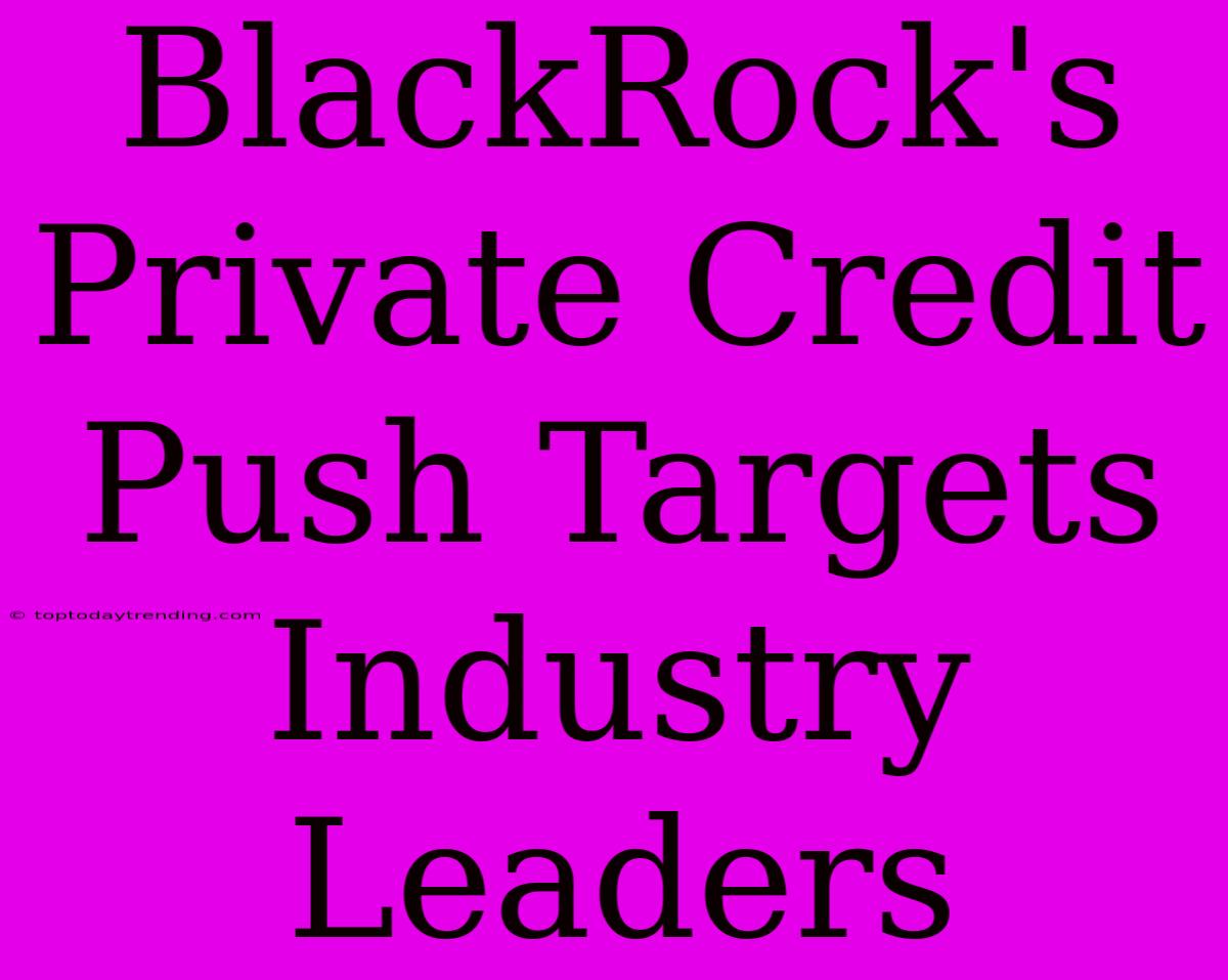 BlackRock's Private Credit Push Targets Industry Leaders