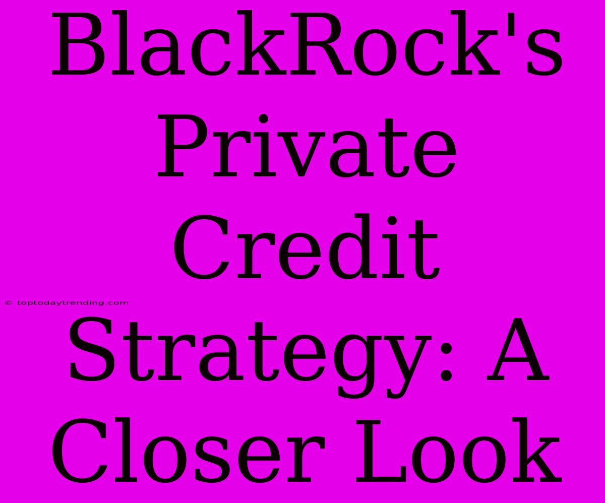 BlackRock's Private Credit Strategy: A Closer Look