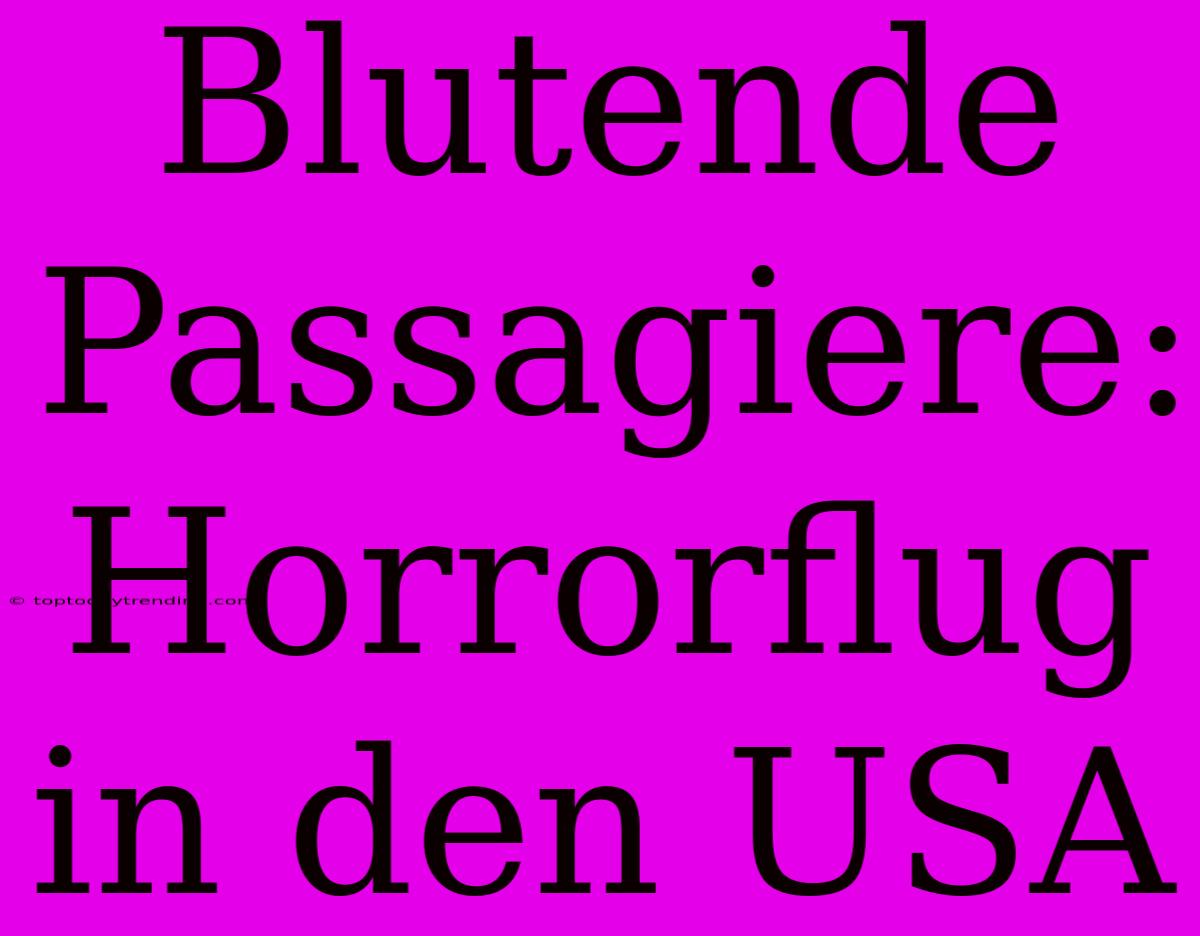 Blutende Passagiere: Horrorflug In Den USA