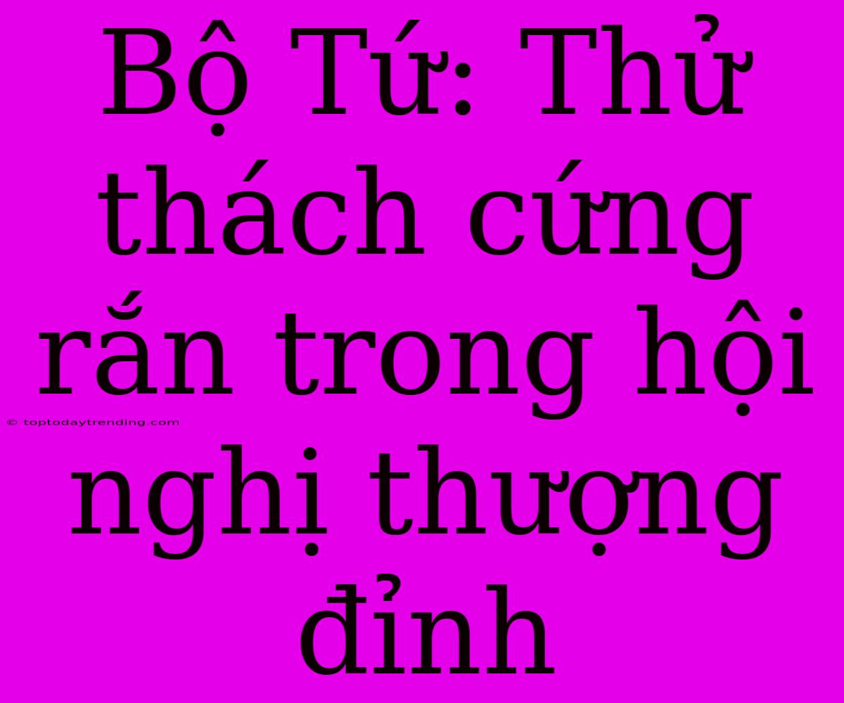 Bộ Tứ: Thử Thách Cứng Rắn Trong Hội Nghị Thượng Đỉnh