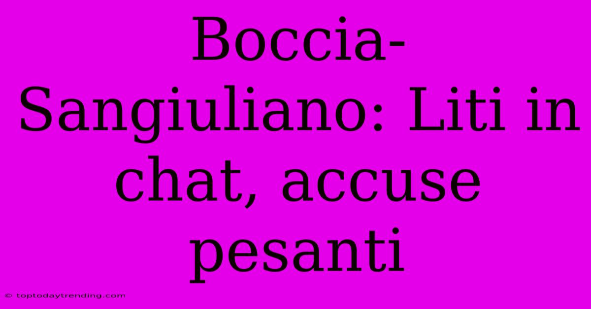 Boccia-Sangiuliano: Liti In Chat, Accuse Pesanti