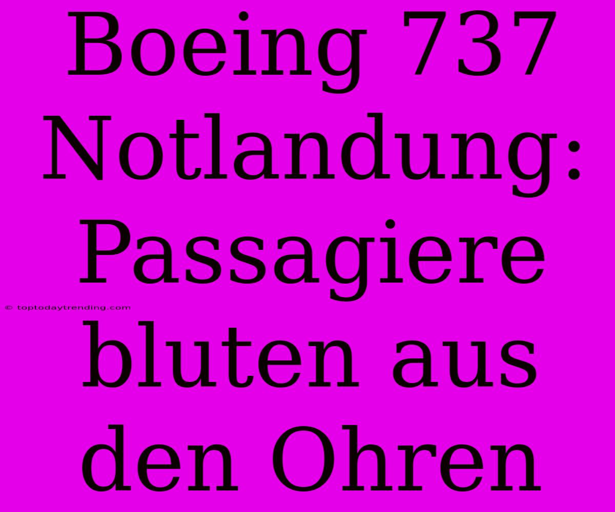 Boeing 737 Notlandung: Passagiere Bluten Aus Den Ohren