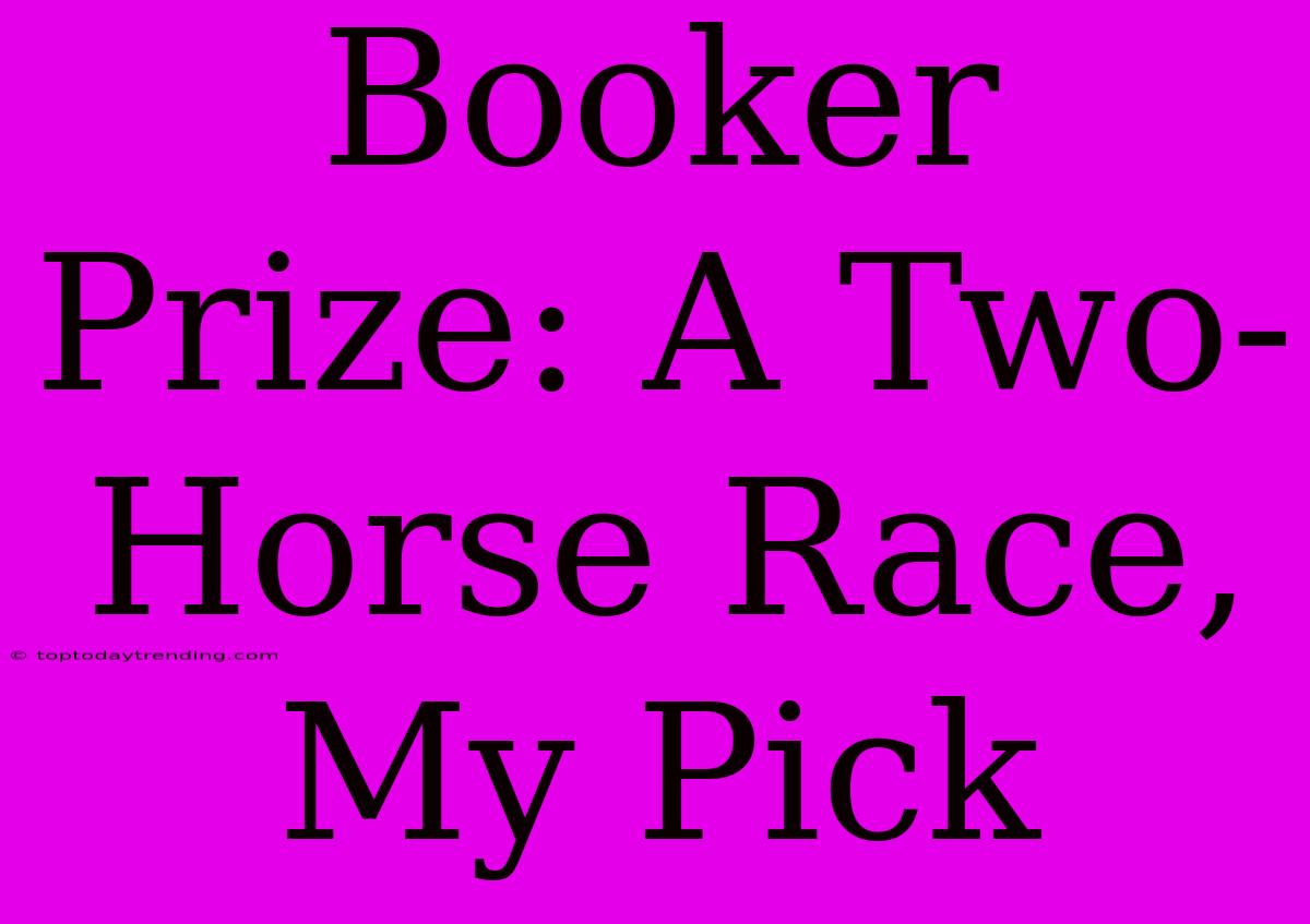 Booker Prize: A Two-Horse Race, My Pick