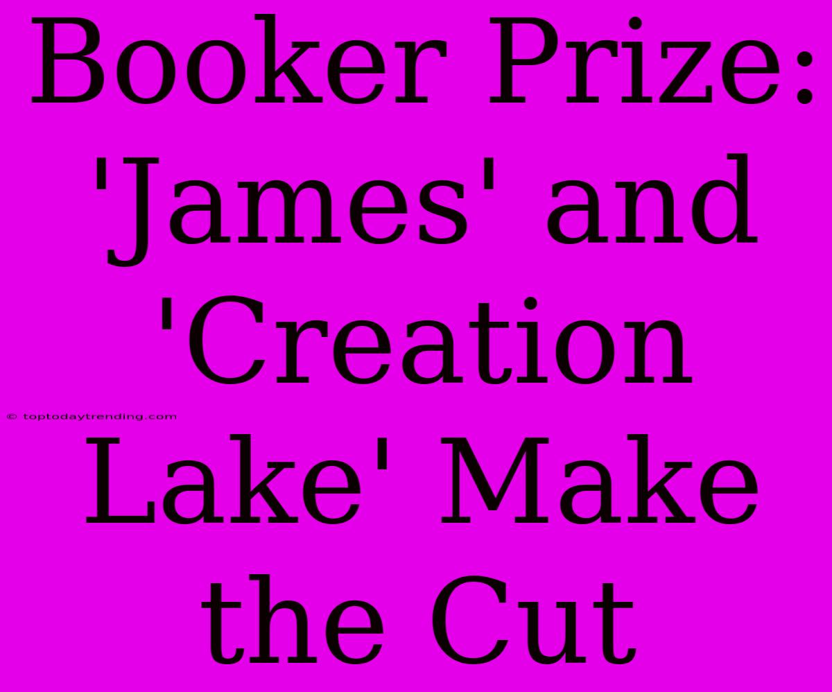 Booker Prize: 'James' And 'Creation Lake' Make The Cut