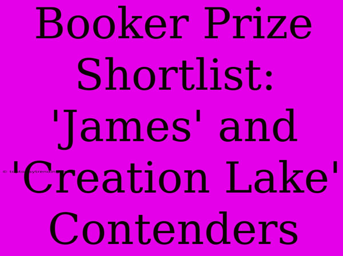 Booker Prize Shortlist: 'James' And 'Creation Lake' Contenders