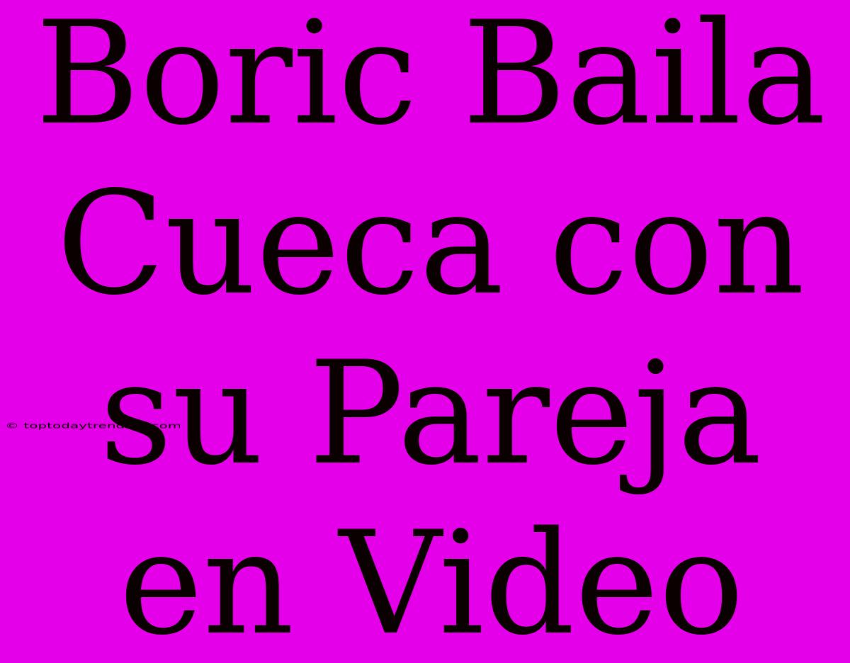 Boric Baila Cueca Con Su Pareja En Video