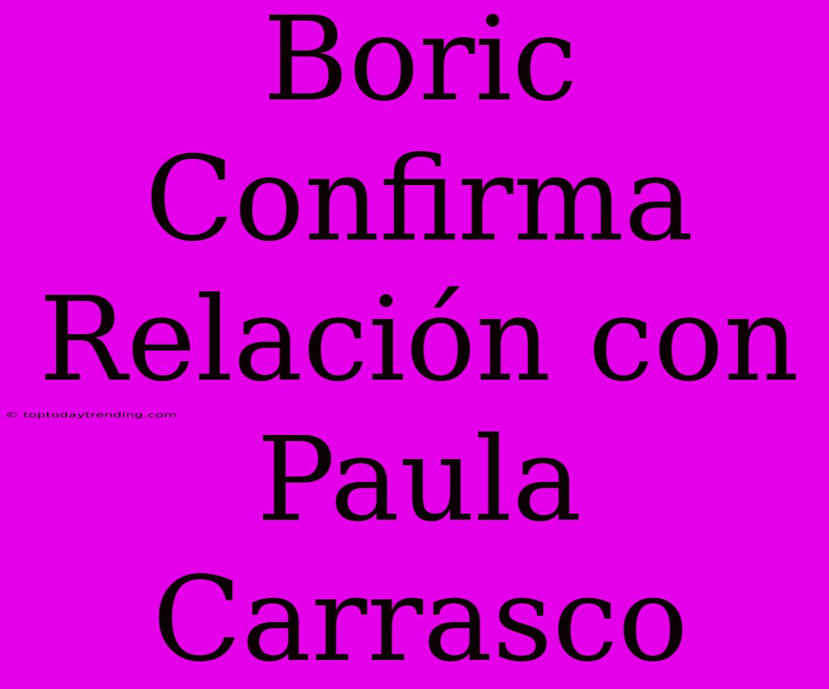 Boric Confirma Relación Con Paula Carrasco