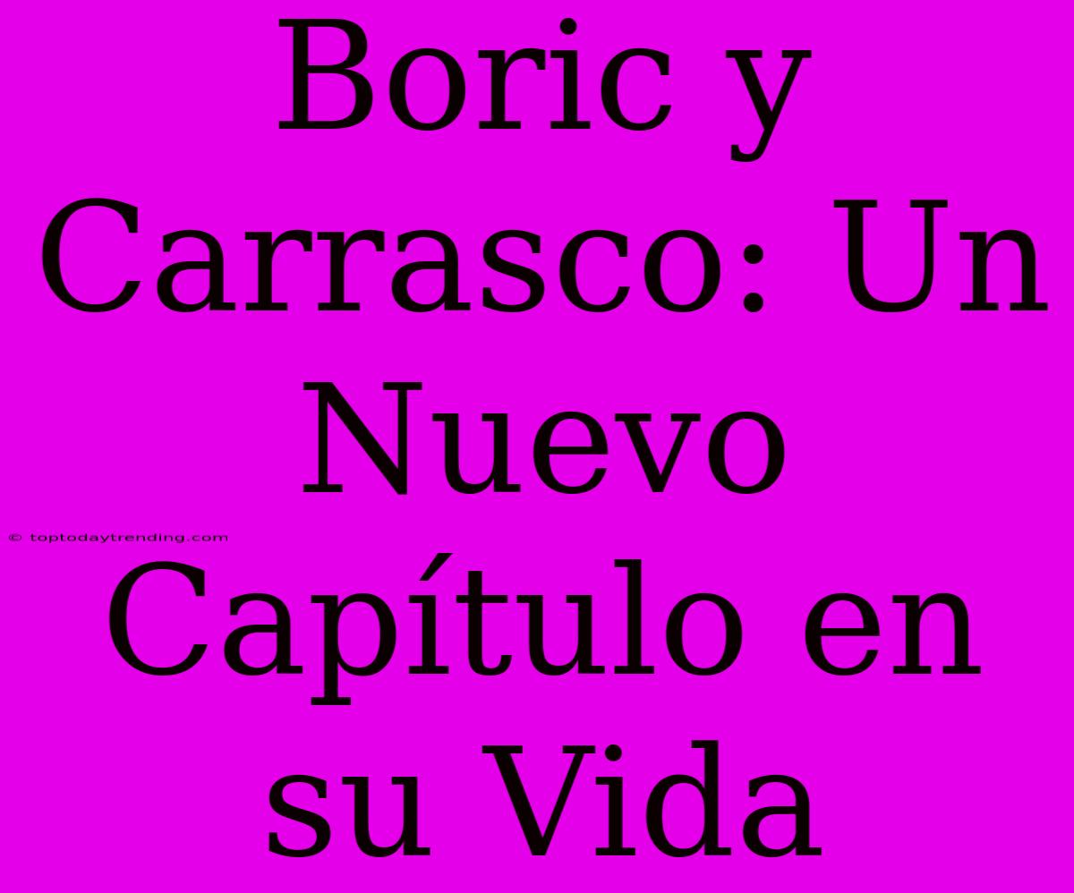 Boric Y Carrasco: Un Nuevo Capítulo En Su Vida