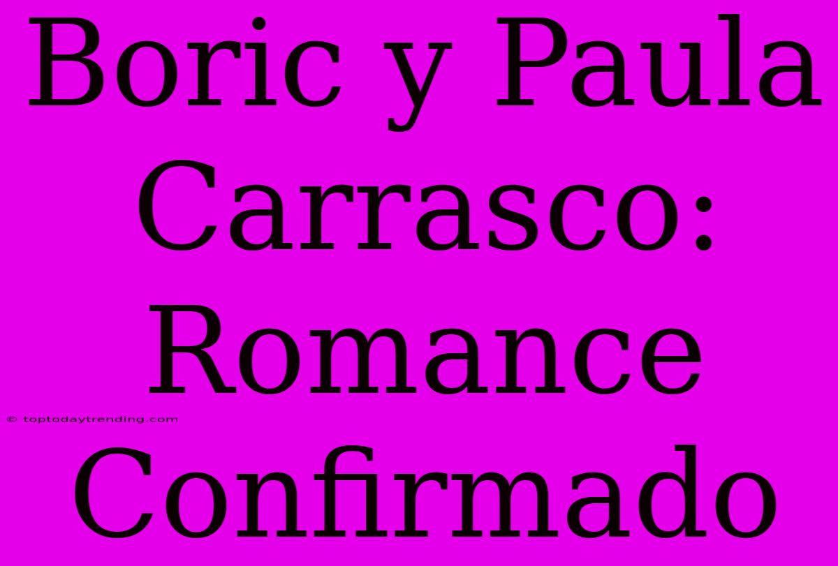 Boric Y Paula Carrasco: Romance Confirmado