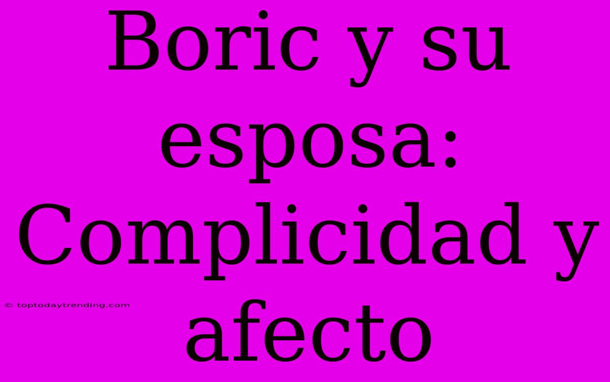 Boric Y Su Esposa: Complicidad Y Afecto