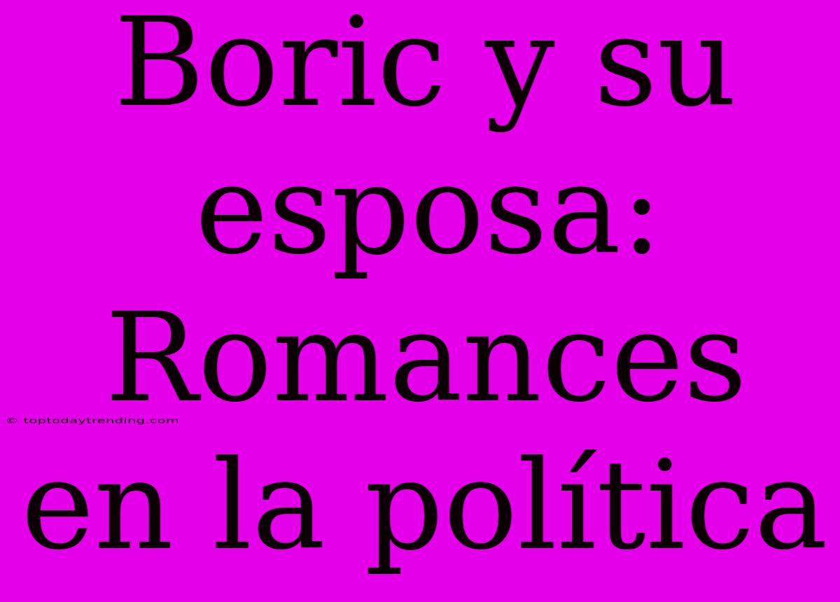 Boric Y Su Esposa: Romances En La Política