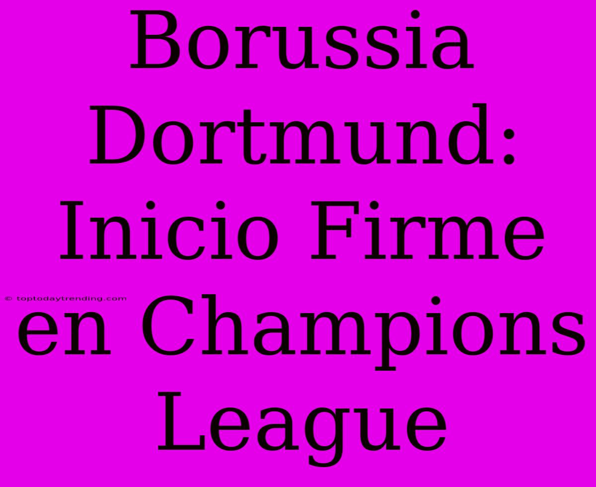 Borussia Dortmund: Inicio Firme En Champions League