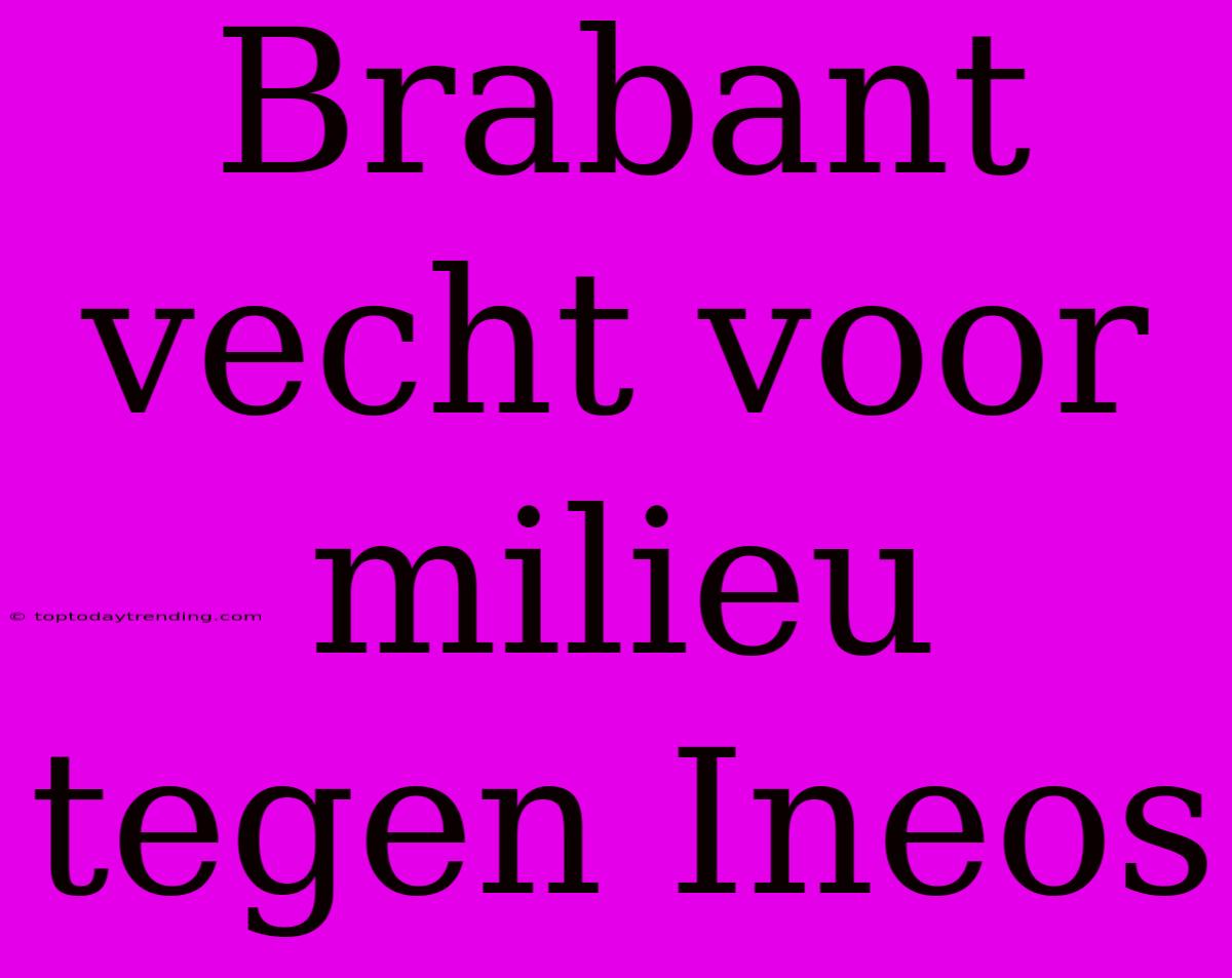 Brabant Vecht Voor Milieu Tegen Ineos