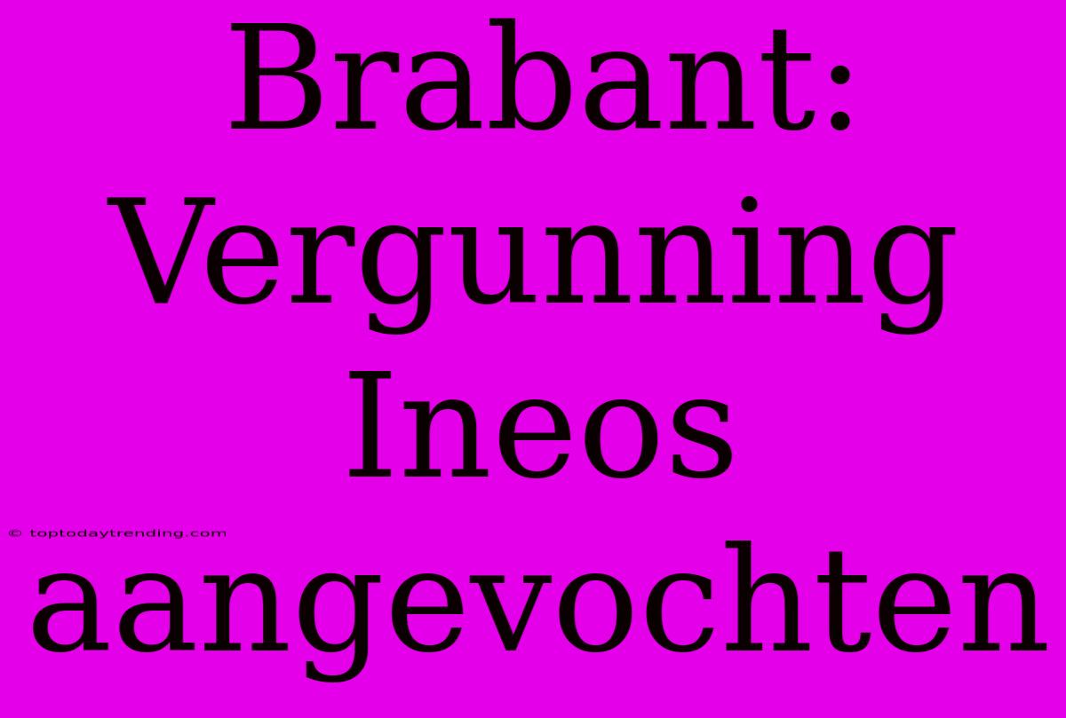 Brabant: Vergunning Ineos Aangevochten