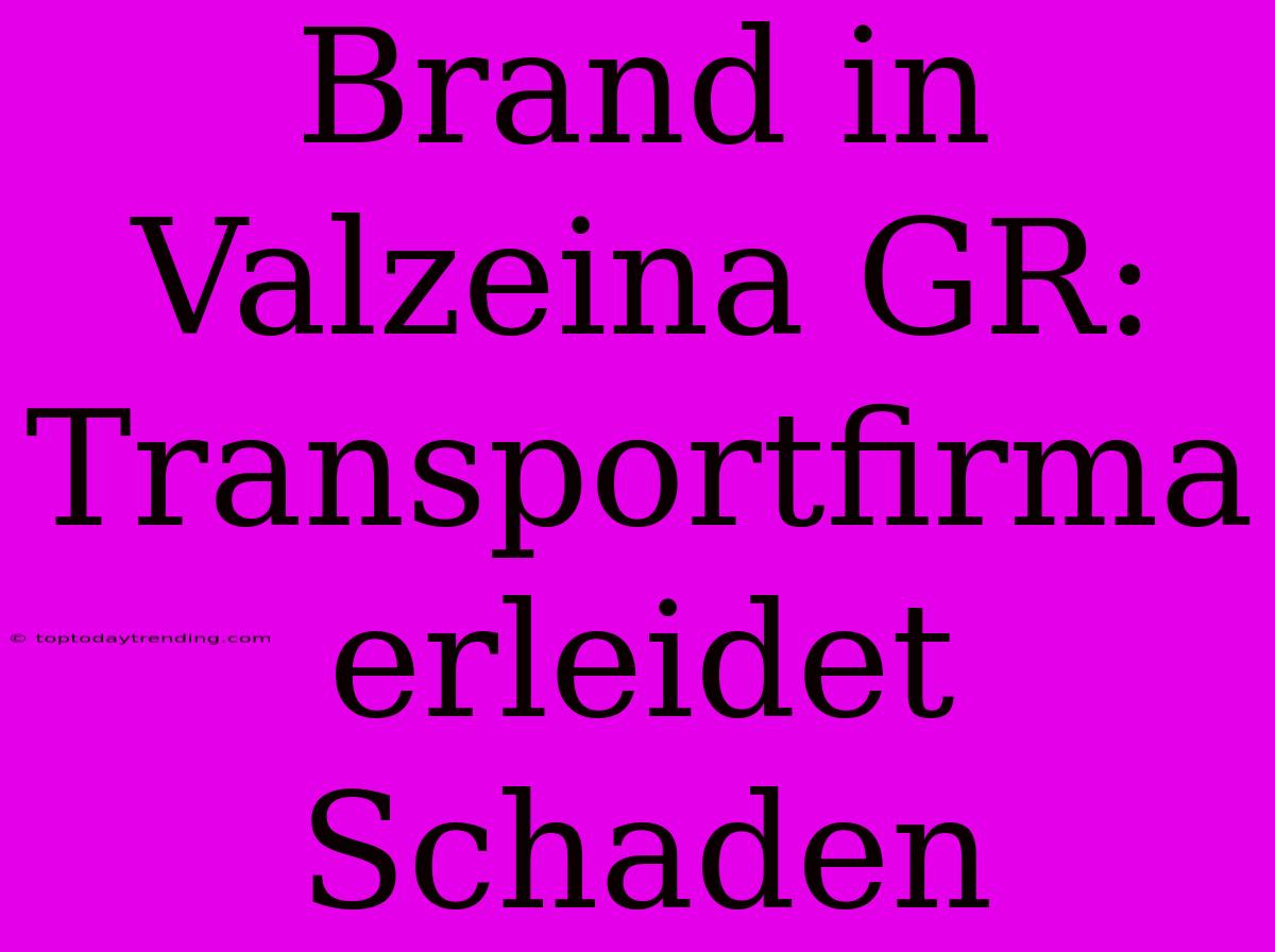 Brand In Valzeina GR: Transportfirma Erleidet Schaden