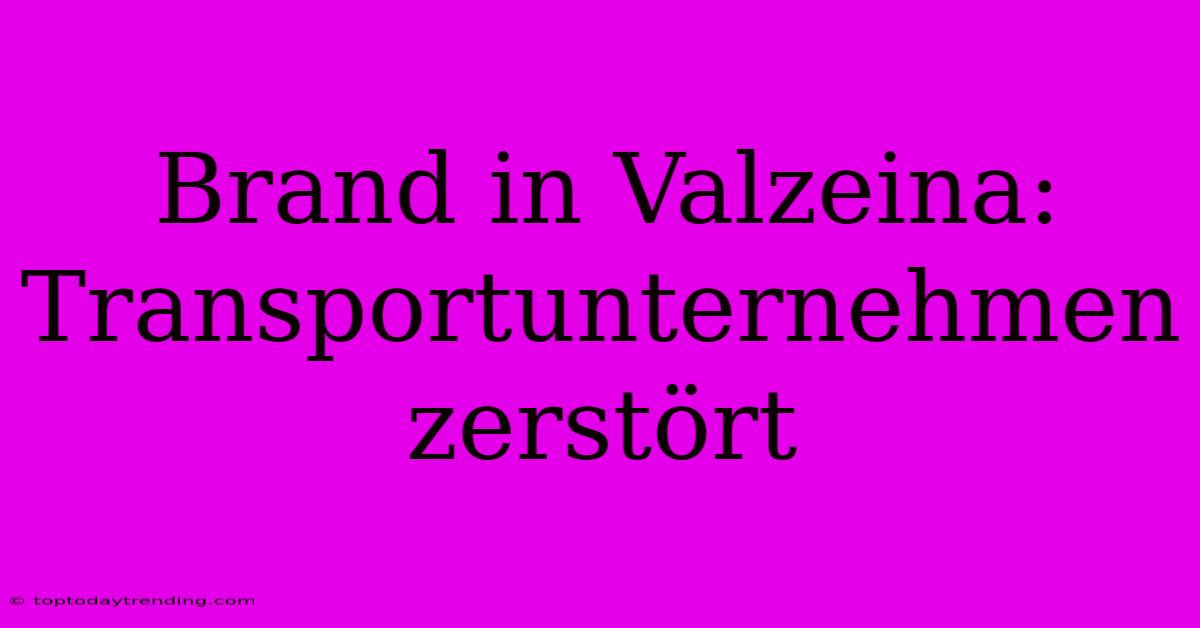 Brand In Valzeina: Transportunternehmen Zerstört