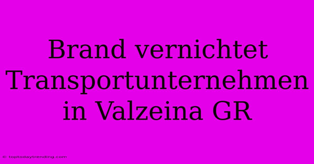 Brand Vernichtet Transportunternehmen In Valzeina GR