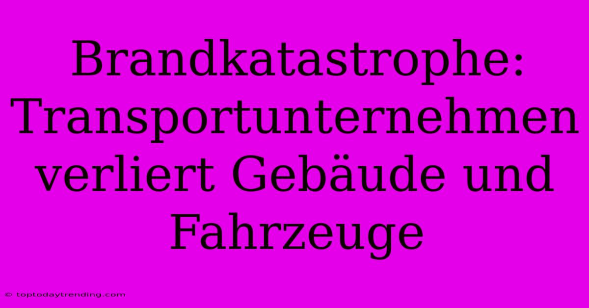 Brandkatastrophe: Transportunternehmen Verliert Gebäude Und Fahrzeuge